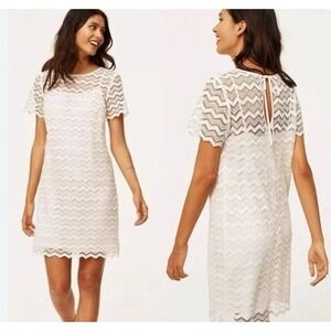 NWOT LOFT Ann Taylor Ivory Lace Dress Short Sleeve Layered  Women's‎ Sz 14